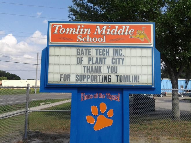 Tomlin Middle school sign